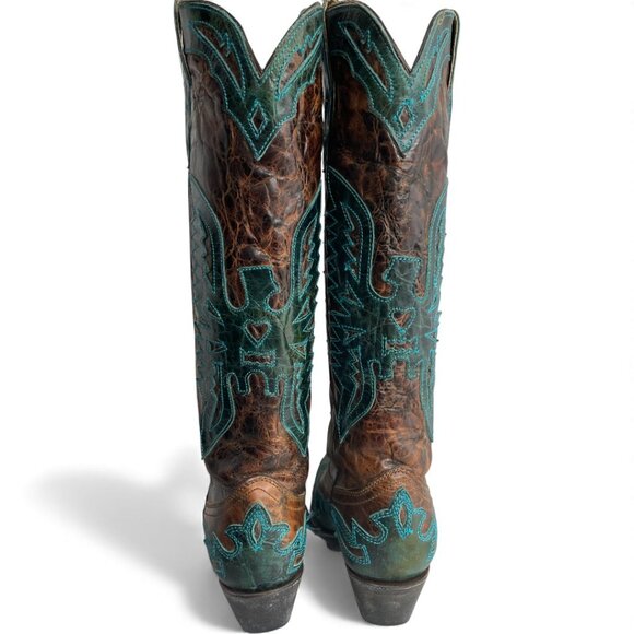 Corral Leather Western Cowgirl Snip Toe Tall Boots Women's 8 M - Picture 10 of 16